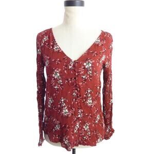 Sezane Heloise Red Floral Blouse Size 36
